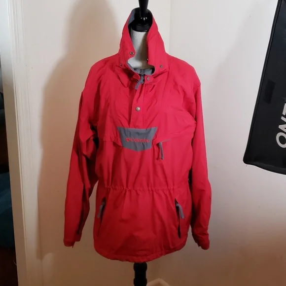 Columbia Men's Waterproof Red Gray 3/4 Zip Pullover Jacket/Windbreaker, Size L - Picture 2 of 11